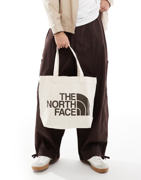 The North Face Half Dome large logo tote bag in off white