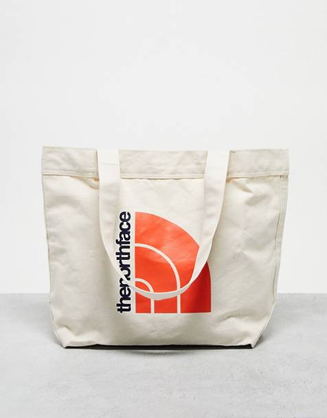 The North Face Half Dome logo tote bag in off white