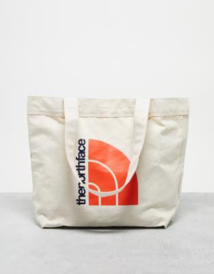  The North Face Half Dome logo tote bag in off white