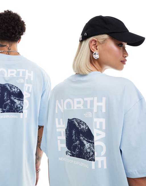 The North Face Half Dome Photo back print oversized t-shirt in light blue, 4 of 4