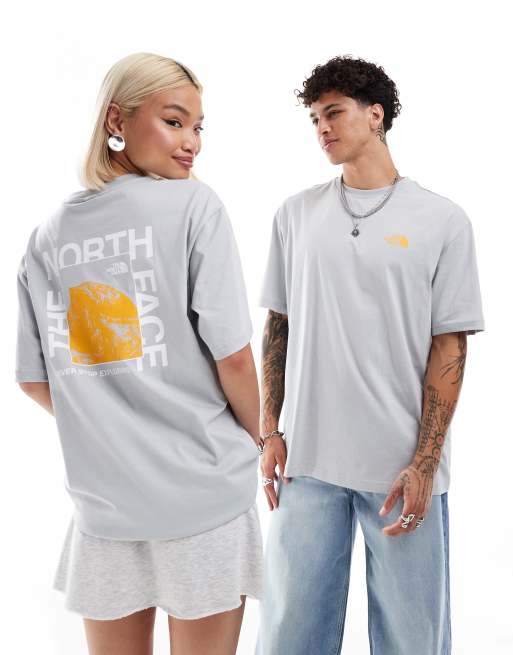 The North Face – Half Dome – Szary T-shirt oversize z fotograficznym nadrukiem na plecach