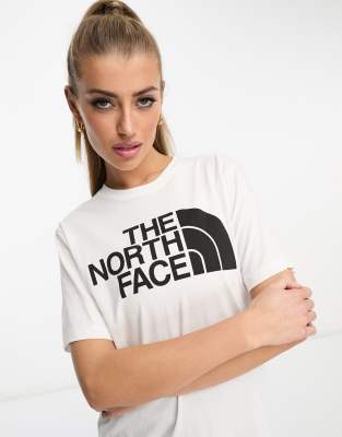 The North Face Half Dome Cropped Chest Print T-shirt In White In White