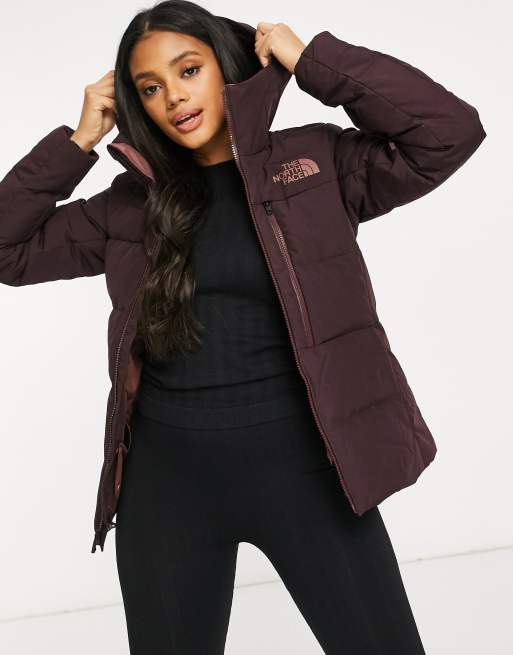 The North Face Heavenly down ski jacket in brown ASOS