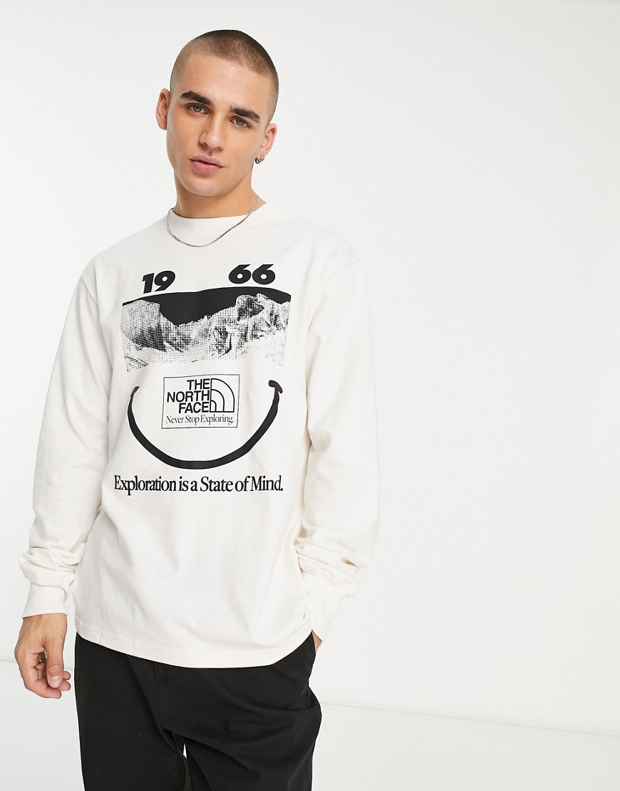 The North Face Heavyweight chest print long sleeve T-shirt in off-white