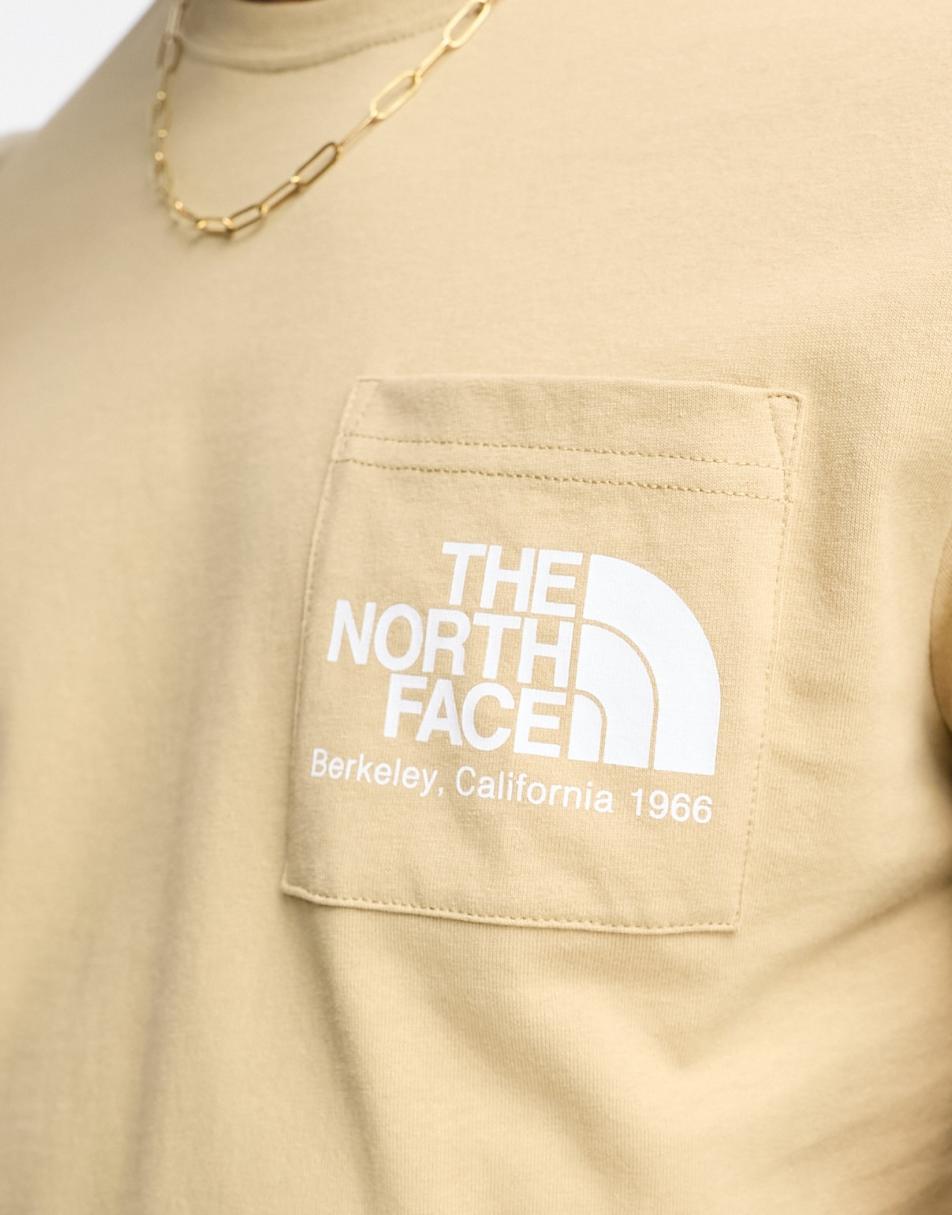 The North Face Heritage Berkeley California pocket t-shirt in beige 1