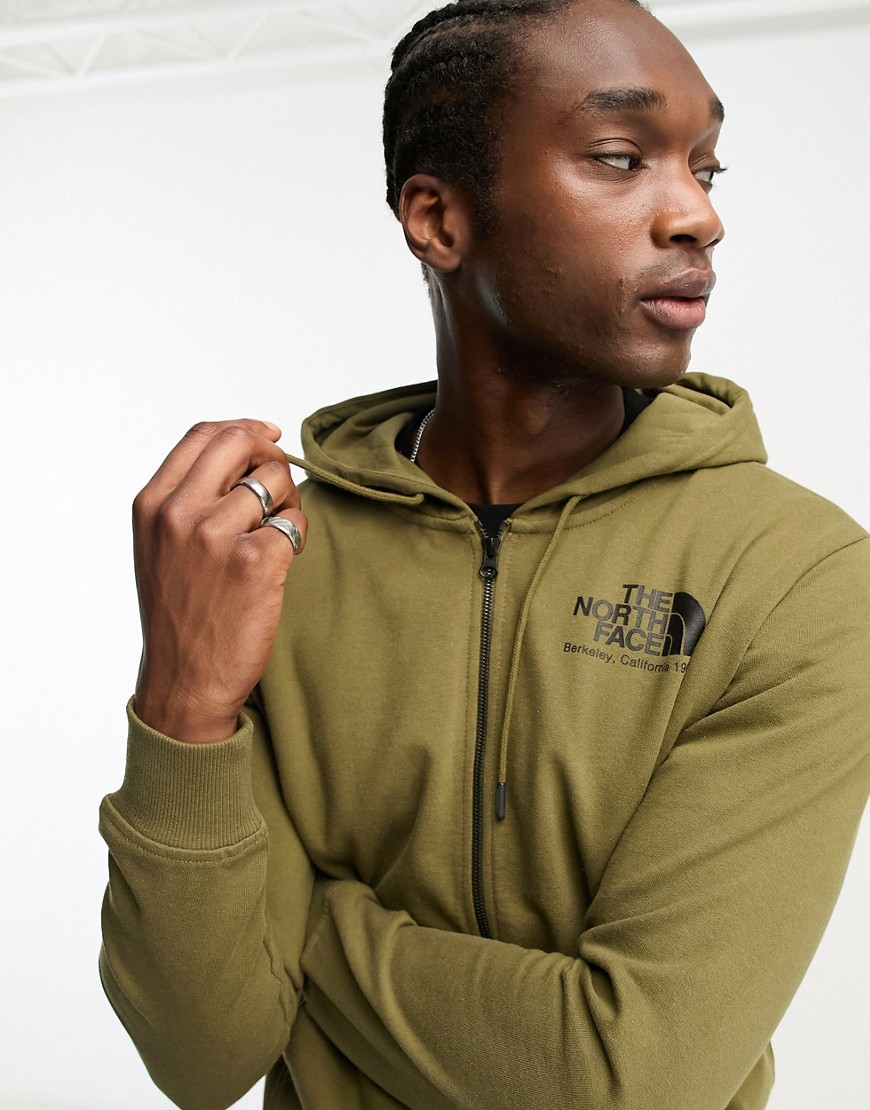 The North Face Heritage Berkeley California zip up hoodie in khaki-Green