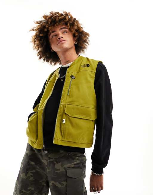 The North Face Heritage cotton zip up utility vest in khaki ASOS