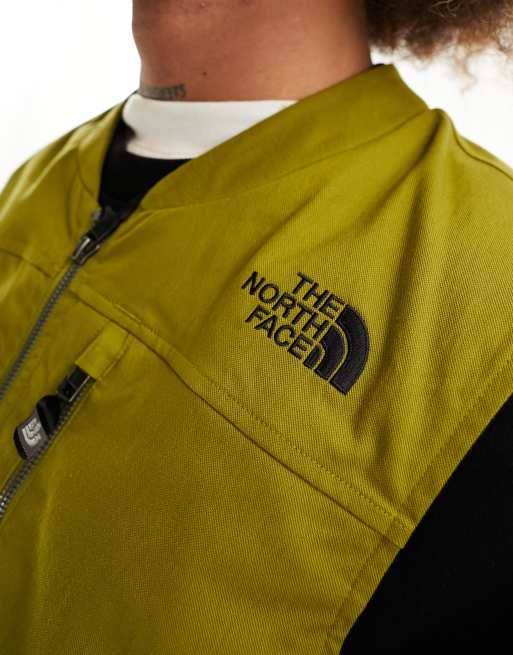 The North Face Heritage cotton zip up utility vest in khaki