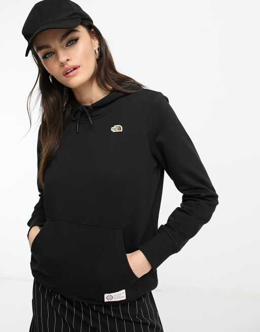 The North Face Heritage fleece hoodie in black