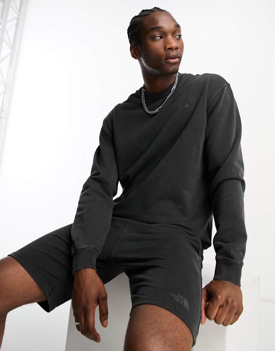 The North Face Heritage garment dyed oversized sweatshirt in black