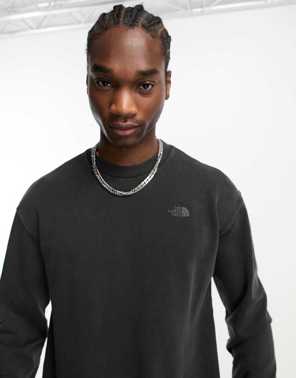 The North Face Heritage garment dyed oversized sweatshirt in black 2