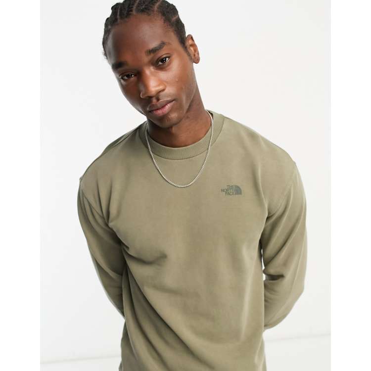 The North Face Heritage garment dyed oversized sweatshirt in khaki ASOS