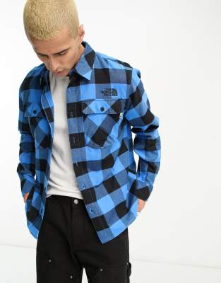 The North Face Heritage lightweight flannel shirt in blue and black check