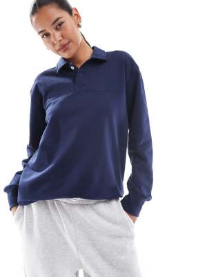 The North Face Heritage Long Sleeve Rugby T-shirt In Summit Navy