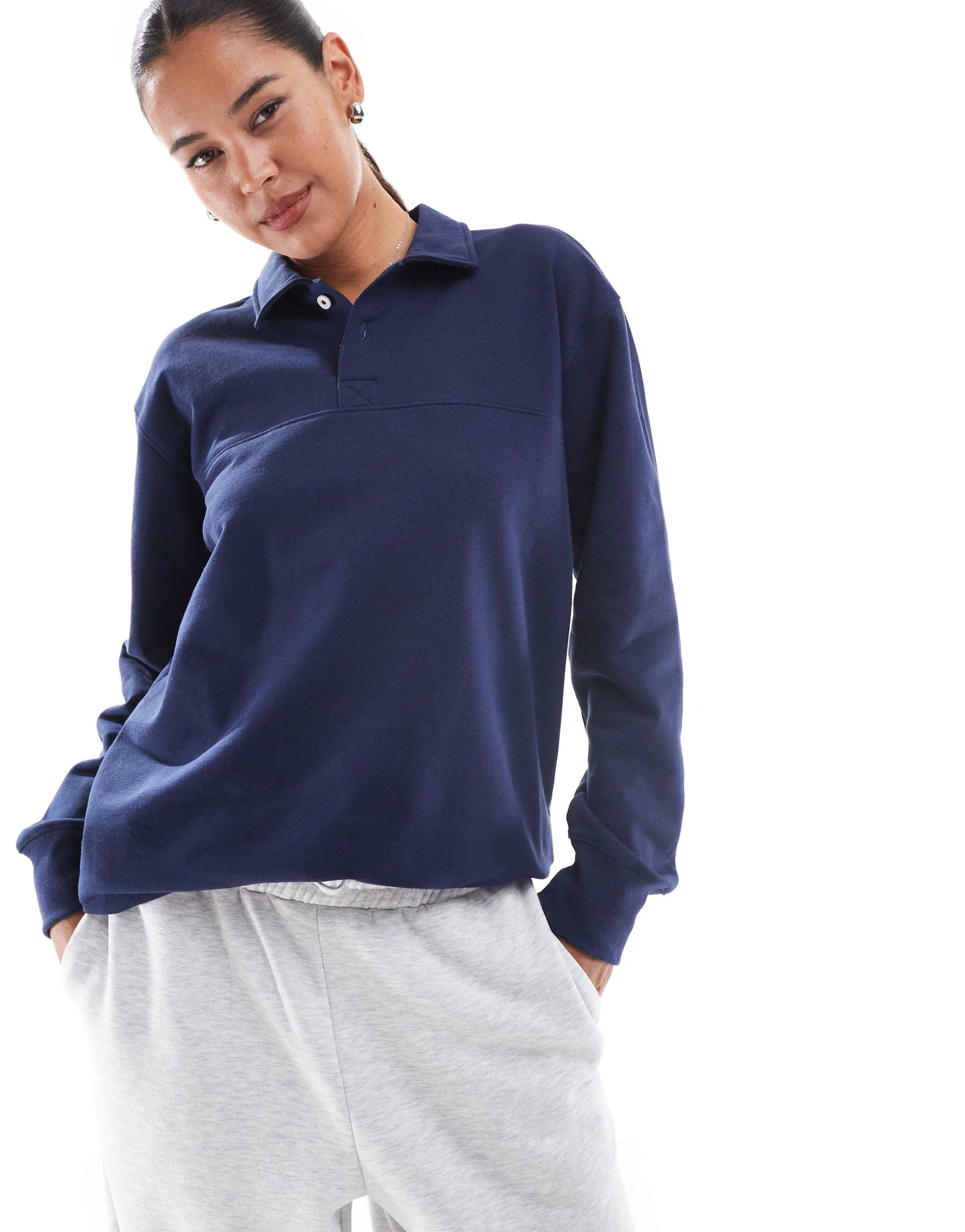 the north face heritage long sleeve rugby t-shirt in summit navy