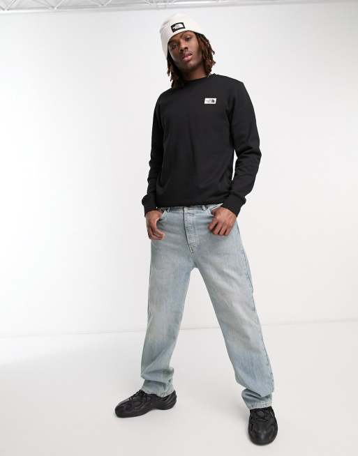 The North Face Heritage patch chest logo sweatshirt in black ASOS