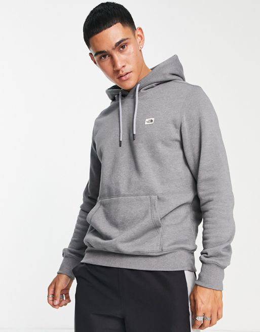 The North Face Heritage Patch logo hoodie in gray | ASOS