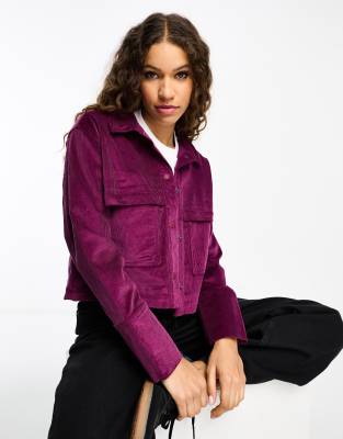 The North Face Heritage utility cord shacket in purple
