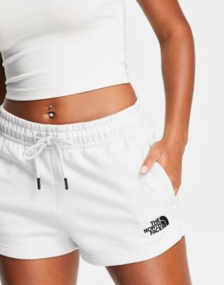 The North Face high waist fleece shorts in light grey Exclusive at ASOS