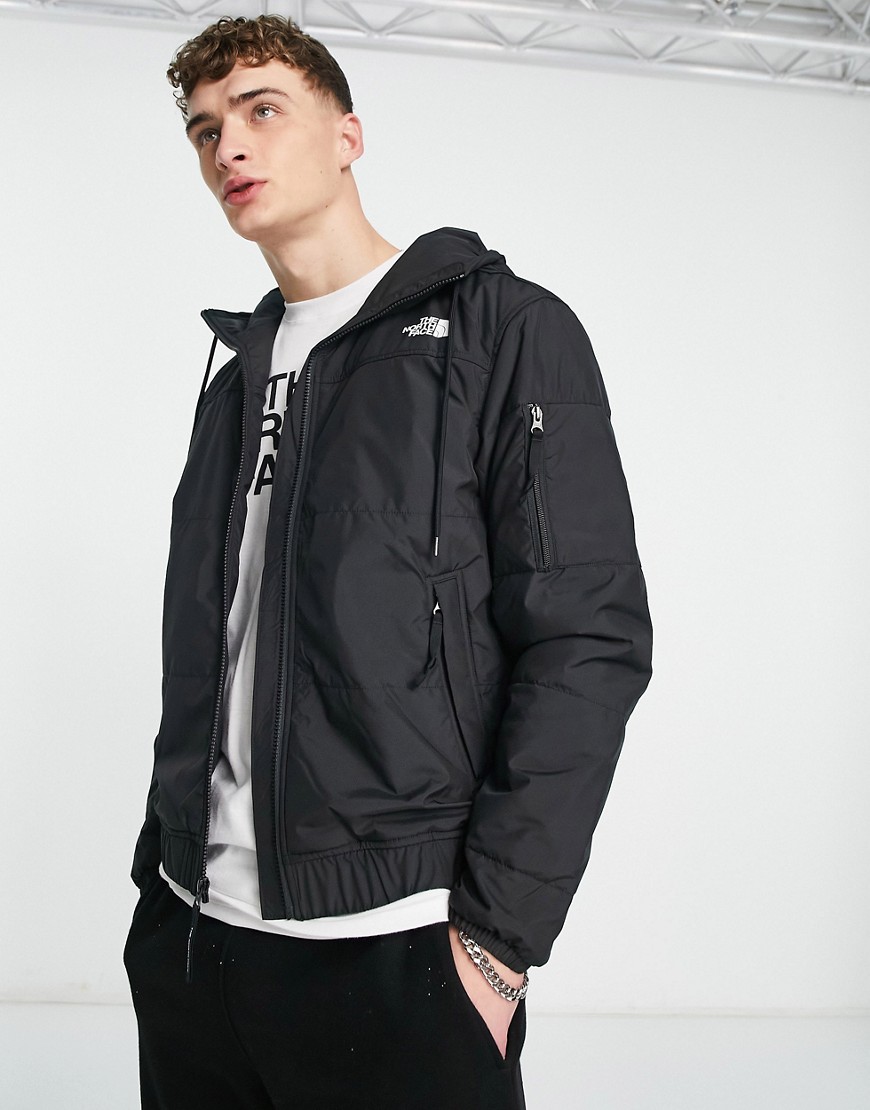 The North Face Highrail bomber puffer jacket in black