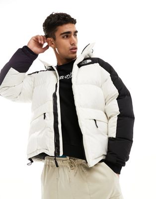 The North Face Himalayan down puffer parka coat in off white and black ...