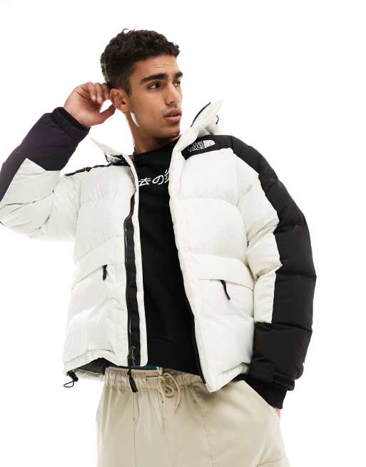 The North Face Himalayan down puffer parka coat in off white and