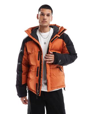 Himalayan down puffer parka jacket in orange-Brown