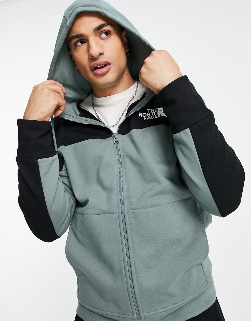 The North Face Himalayan full zip hoodie in green-Grey