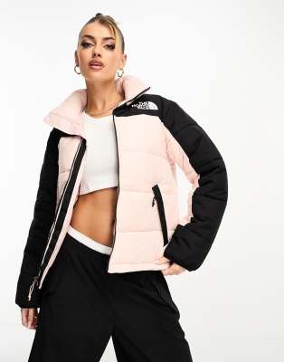 Pink and black north face clearance coat