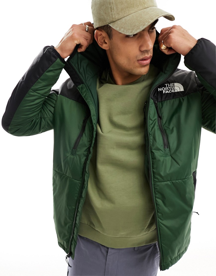 The North Face Himalayan light synthetic hooded puffer jacket in pine green and black