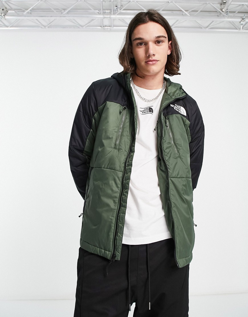 The North Face Himalayan synthetic insulated hooded jacket in khaki and black-Green