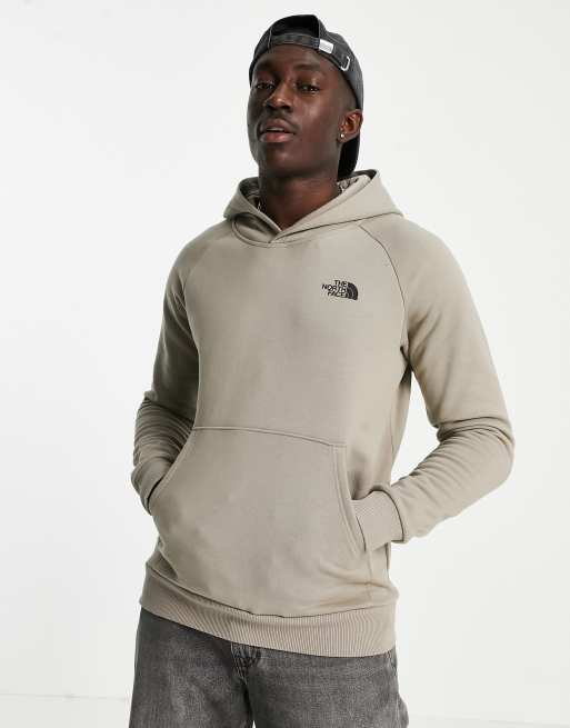 The North Face Hoodie met raglanmouwen en rood kader in grijs ASOS