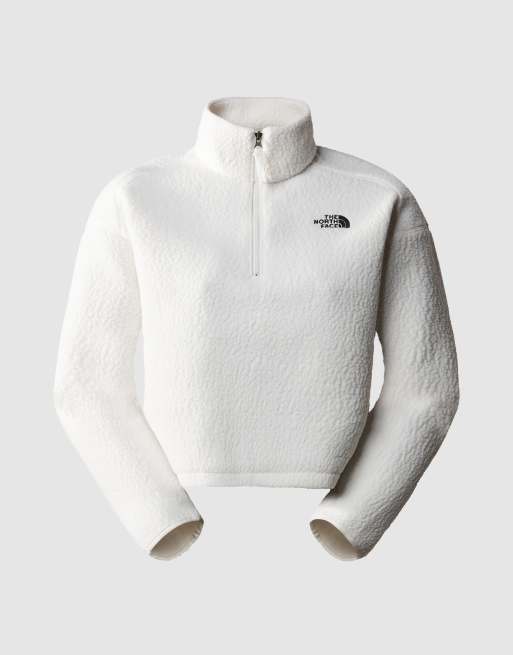 The North Face - Hoogpolige cropped fleece in gebroken wit, exclusief bij ASOS