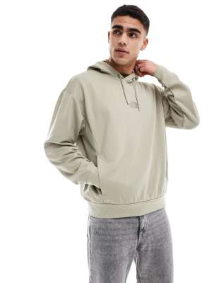 Horizon fleece pullover hoodie in stone-Gray