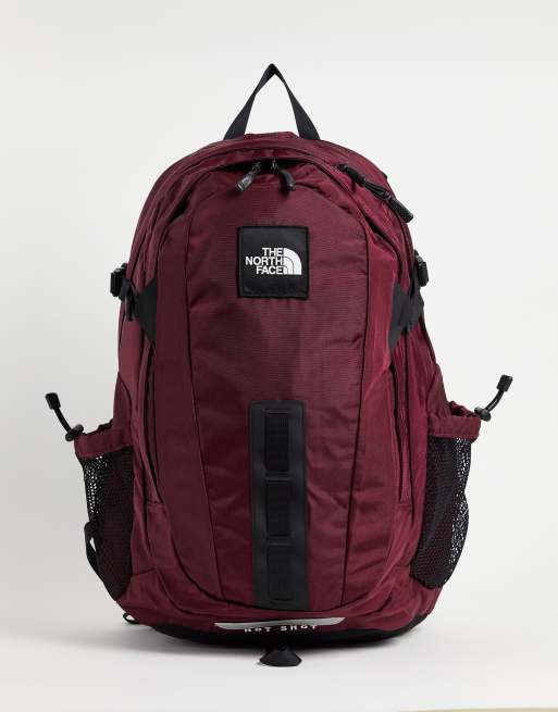 The North Face Hot Shot backpack in burgundy