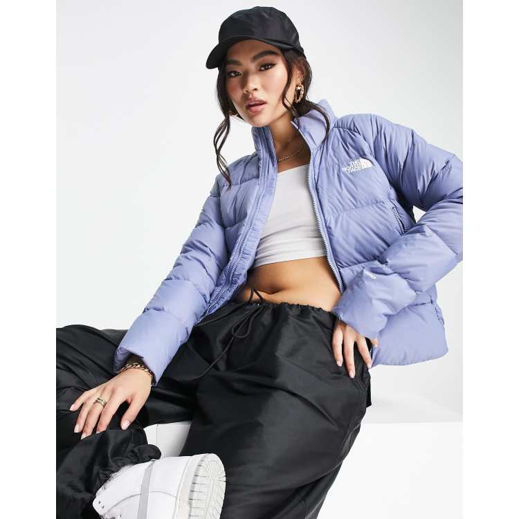 ASOS DESIGN cropped padded jacket in baby blue