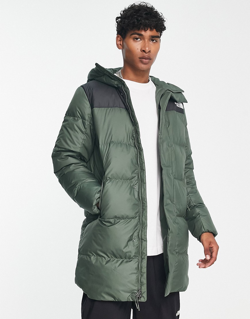The North Face Hydrenalite down mid length puffer jacket in khaki-Green