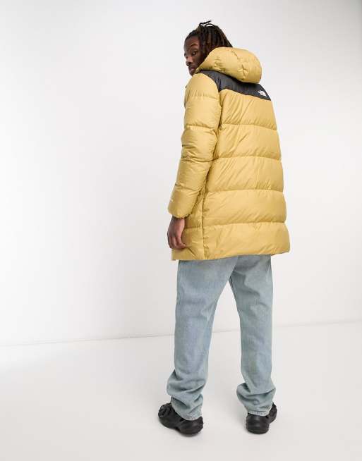 The North Face Hydrenalite down mid length puffer jacket in tan