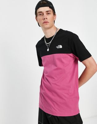 The North Face Icon colour block t-shirt in pink and black