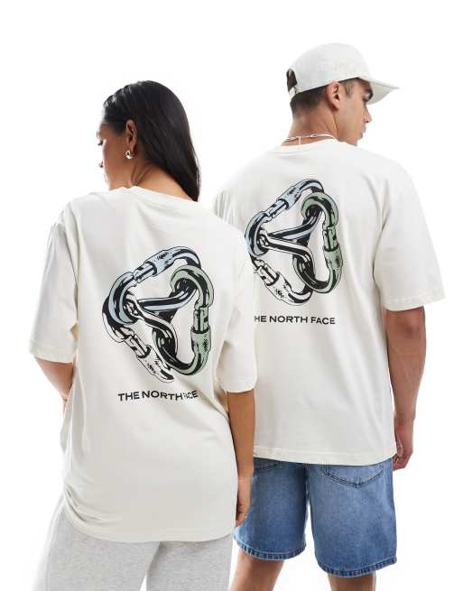 The North Face Interlock Carabiner backprint oversized t-shirt in off white, 2 of 4