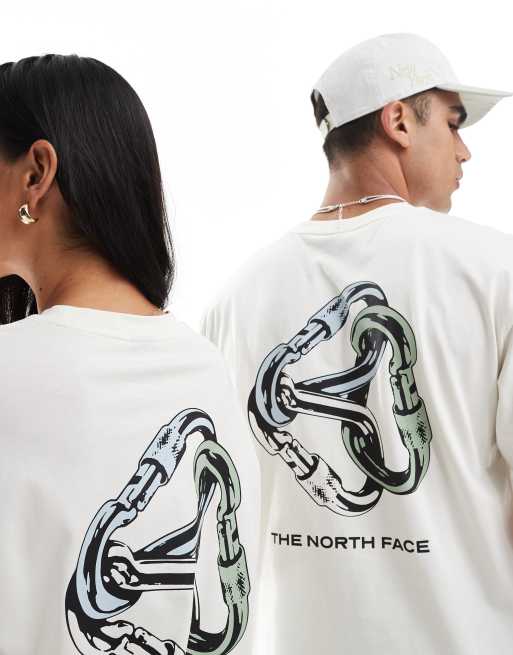 The North Face Interlock Carabiner backprint oversized t-shirt in off white, 3 of 4
