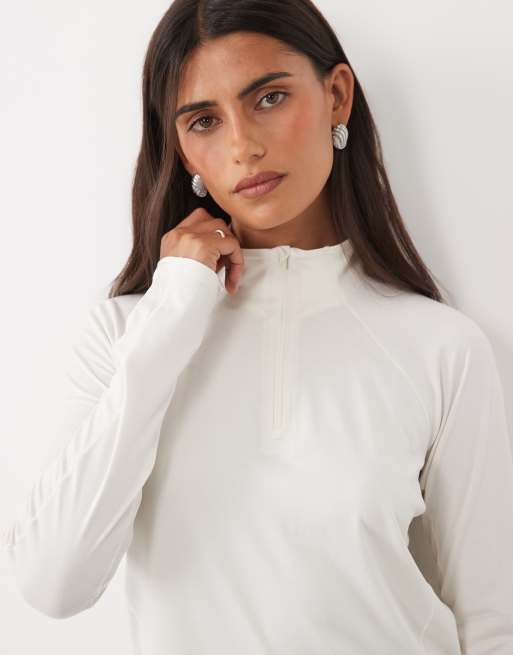 the North Face Jaida 1/4 zip in white heather, 4 of 4