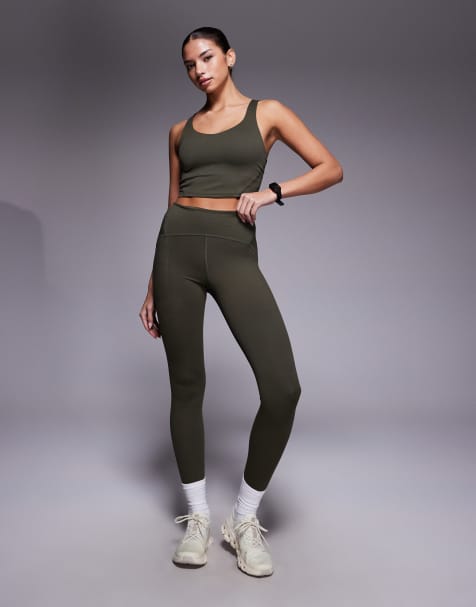 The North Face – Jaida – Longline-Sport-BH und Leggings mit Tasche in Grün - view 1