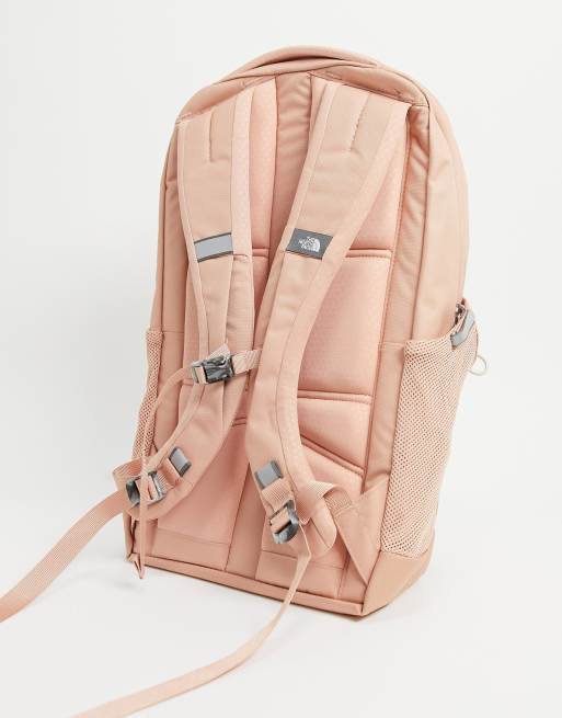 White and pink hot sale north face backpack