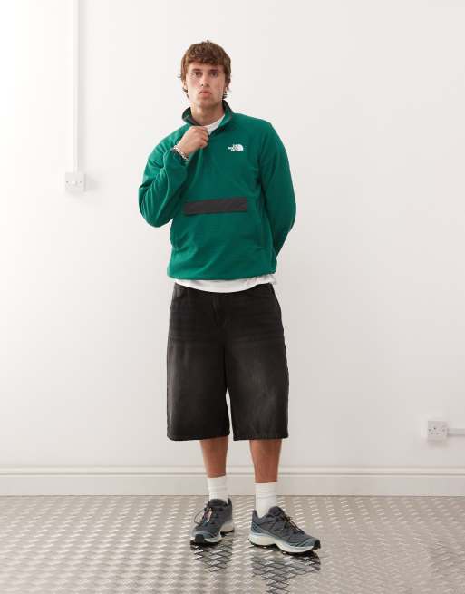 The North Face Kecha 1/4 zip packable anorak in green exclusive to ASOS, 2 of 4