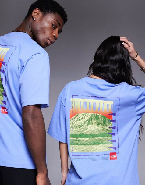 The North Face – Kilimanjaro – Niebieski T-shirt oversize z nadrukiem na plecach - view 1