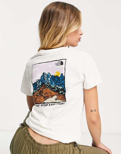 The North Face – Krämfärgad t-shirt med tryck baktill