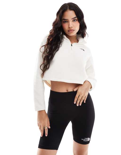 The North Face – Kurzes Sweatshirt aus hochflorigem Fleece in der Farbe Weiße Düne