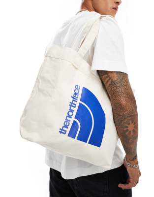 The North Face large half dome logo cotton tote bag in off white