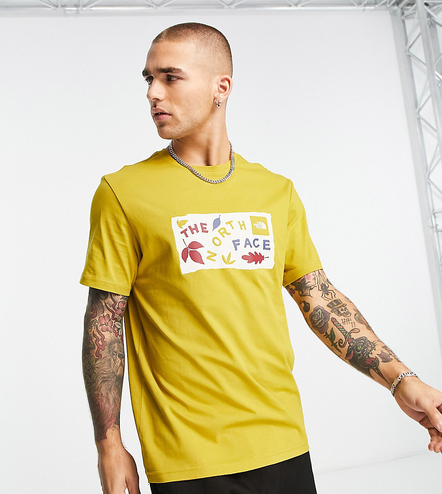 The North Face Leaf Drawing chest print t-shirt in yellow Exclusive at ASOS